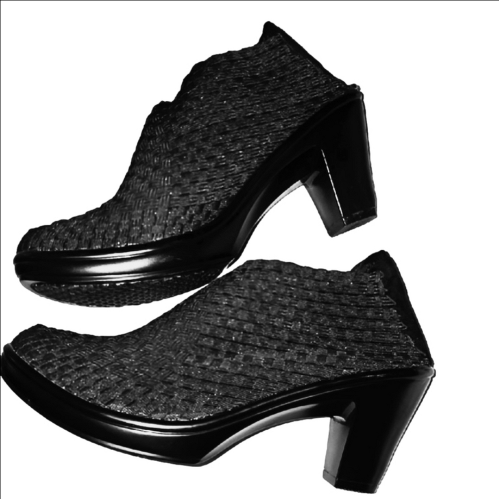 Chic & Comfy Black Woven Ankle Booties